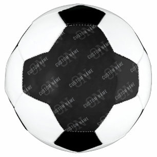 Very Dark Gray & Black Monogram Name Pattern Soccer Ball