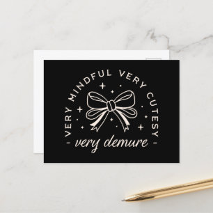 Very demure black coquette ribbon aesthetic quotes postcard