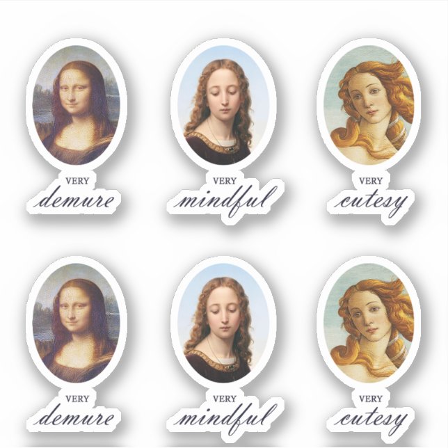 Very Demure Mindful Cutesy Renaissance Ladies Pack Sticker (Front)