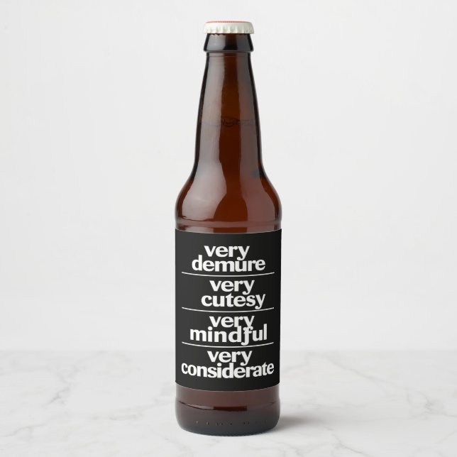 Very Demure Very Cutesy Very Considerate Demure Beer Bottle Label (Front)