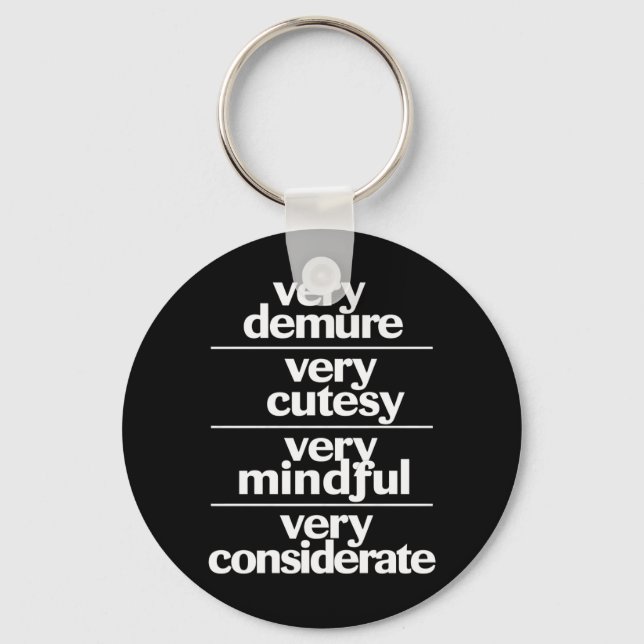 Very Demure Very Cutesy Very Considerate Demure Keychain (Front)