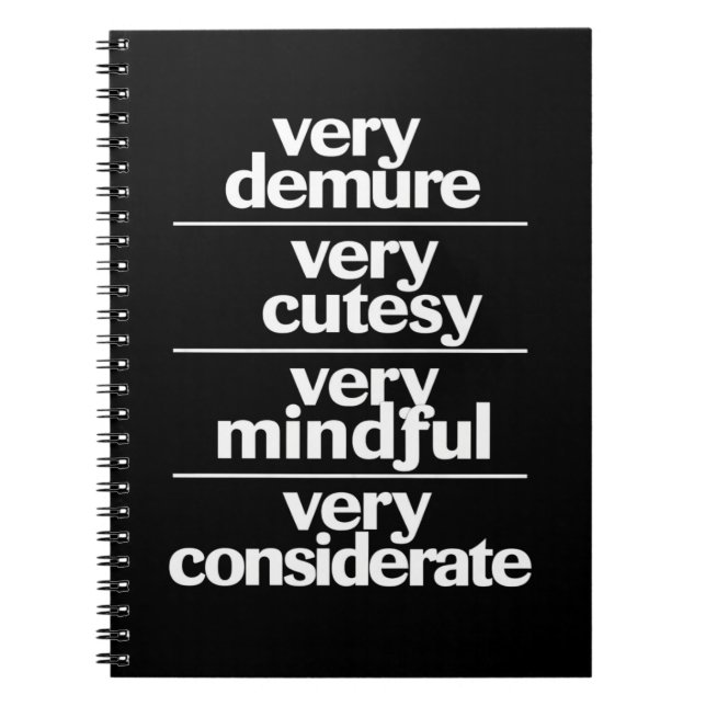Very Demure Very Cutesy Very Considerate Demure Notebook (Front)