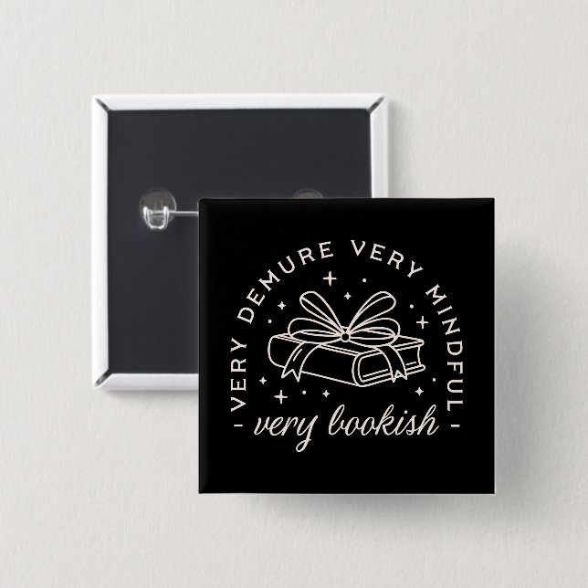Very demure very mindful book lover button (Front & Back)
