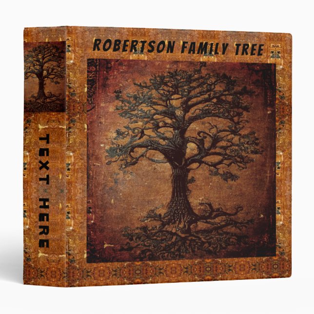 Very Distressed Antique Leather Look 3 Ring Binder (Front/Spine)