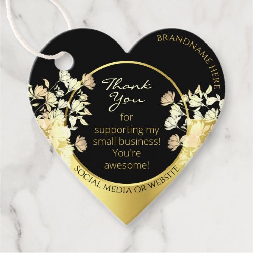 Very Elegant Black Floral and Gold Frame Thank You Favor Tags