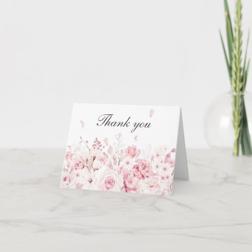 Very Elegant Blush Pink Watercolor Wedding Thank You Card