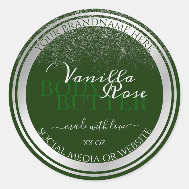 Very Elegant Dark Green and Silver Product Labels (Front)