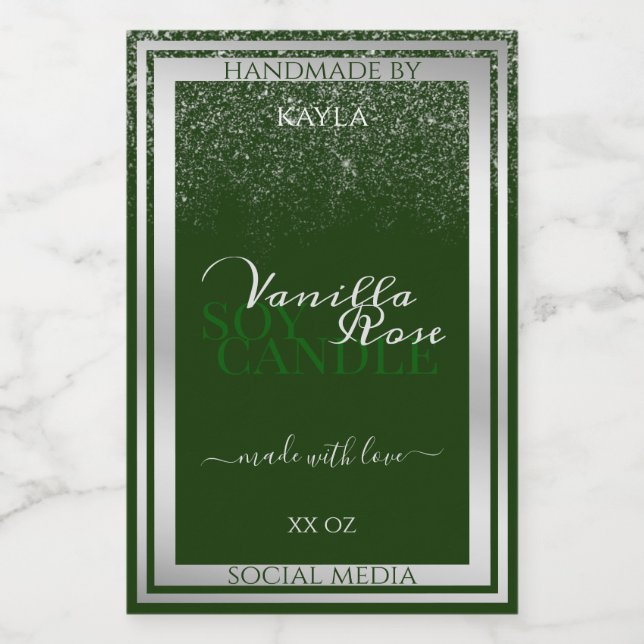 Very Elegant Dark Green and Silver Product Labels (Single Label)