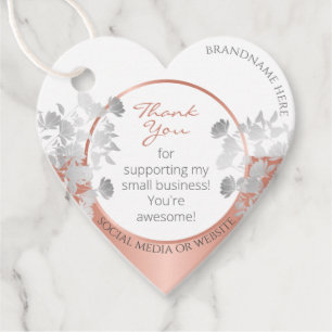 Very Elegant Floral White and Rose Gold Product Favor Tags