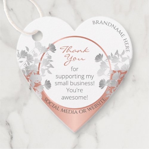 Very Elegant Floral White and Rose Gold Product Favor Tags