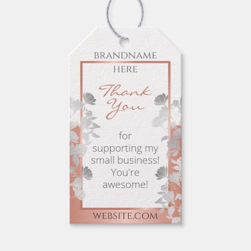 Very Elegant Floral White and Rose Gold Product Gift Tags