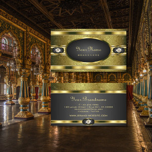 Very Elegant Gold and Black Colored with Diamonds Business Card