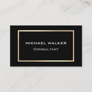 Very Elegant Gold Frame Plain Black Professional Business Card