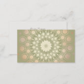 Very Elegant Shiny Gold Ornate Circle Motif Green Business Card (Front/Back)