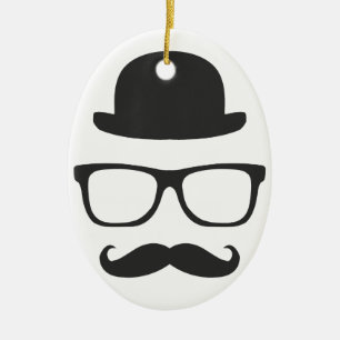 Very English Mustache Ceramic Ornament
