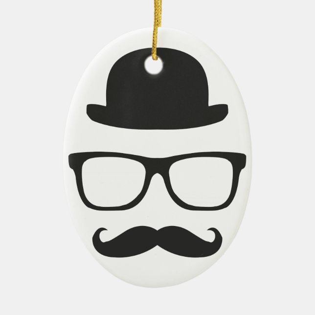 Very English Mustache Ceramic Ornament (Front)