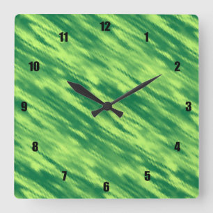 Very Fun and Unusual Abstract Green Lines Square Wall Clock