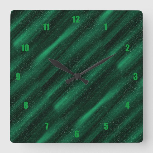 Very Fun and Unusual Green Lines Square Wall Clock (Front)