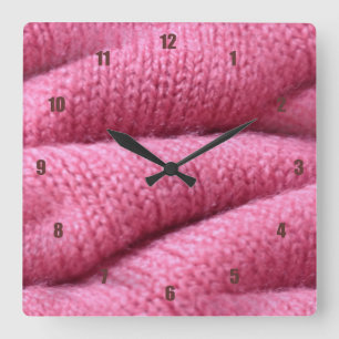 Very Fun and Unusual Pink Wool Square Wall Clock