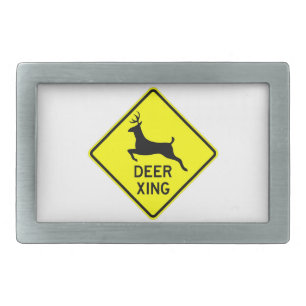 Very Fun Classic Deer Crossing Sign Belt Buckle