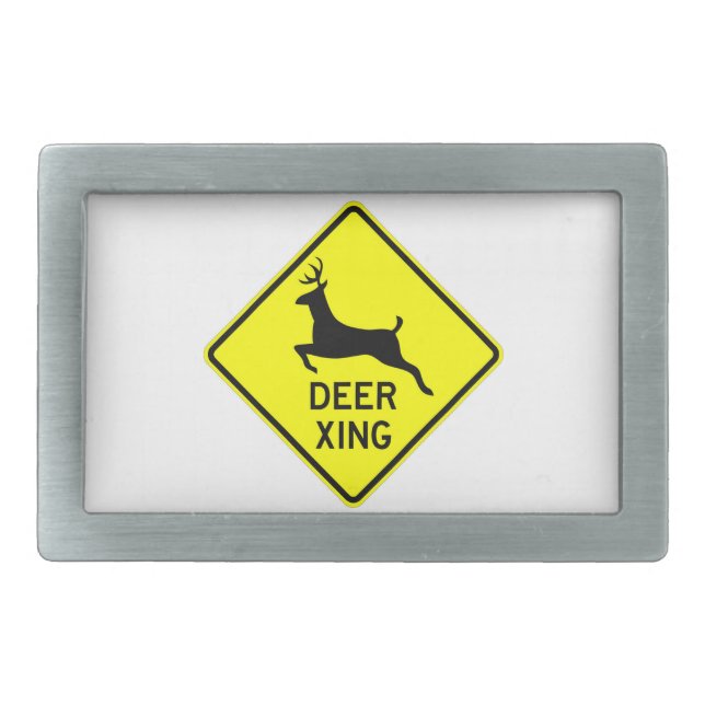 Very Fun Classic Deer Crossing Sign Belt Buckle (Front)