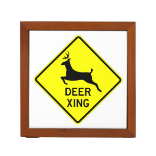 Very Fun Classic Deer Crossing Sign Desk Organizer