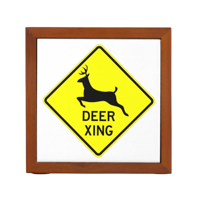 Very Fun Classic Deer Crossing Sign Desk Organizer (Front)