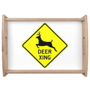 Very Fun Classic Deer Crossing Sign Serving Tray