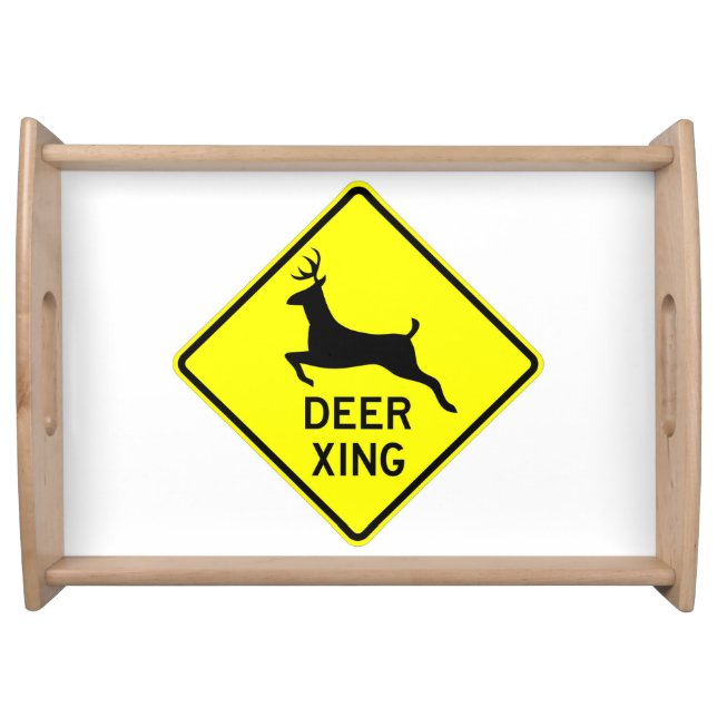 Very Fun Classic Deer Crossing Sign Serving Tray (Front)