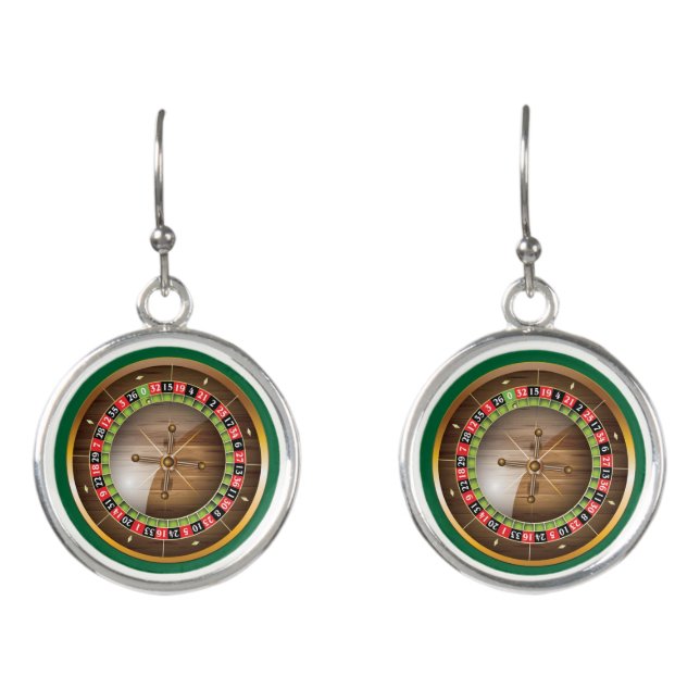 Very Fun Euro Roulette Wheel Image Round Earrings (Front)
