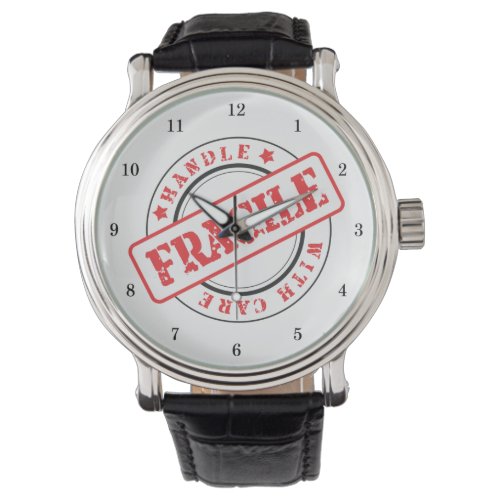 Very Fun FRAGILE Handle With Care Wrist Watch