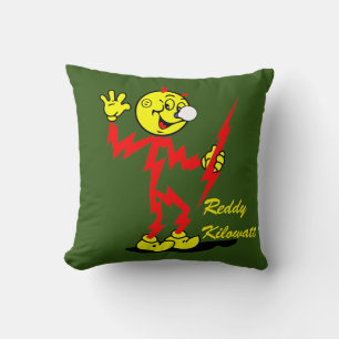 Very Fun Reddy Kilowatt Throw Pillow