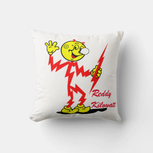 Very Fun Reddy Kilowatt Throw Pillow