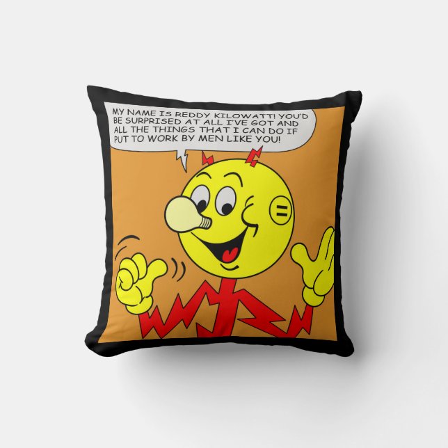 Very Fun Reddy Kilowatt Throw Pillow (Front)