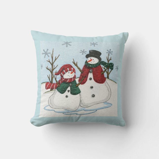 Very Fun Snowmen Throw Pillow (Front)