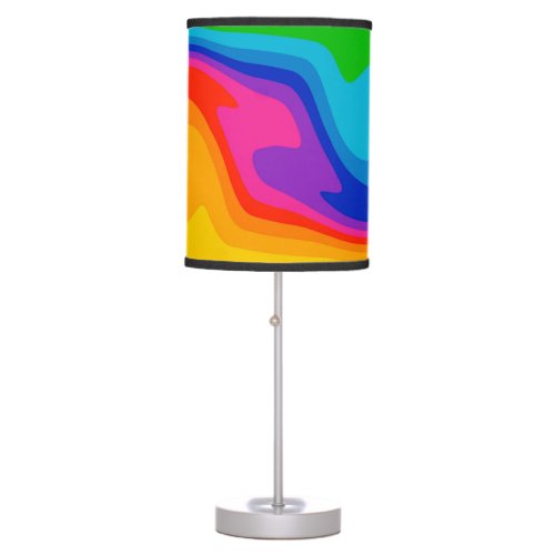 Very Fun Swirling Rainbow Stripes Table Lamp