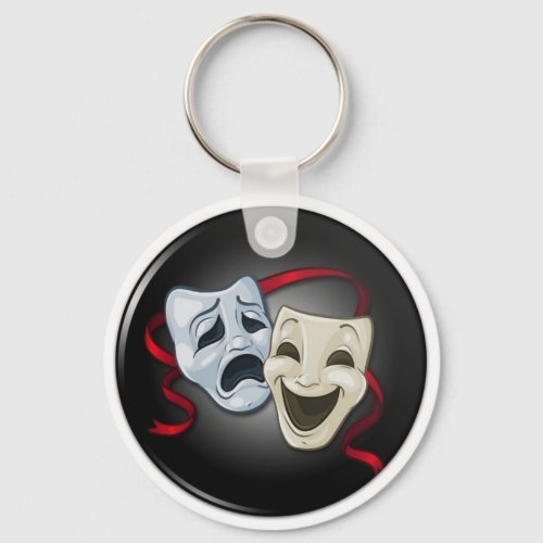 Very Fun Theater Mask Comedy  Tragedy Key Chain