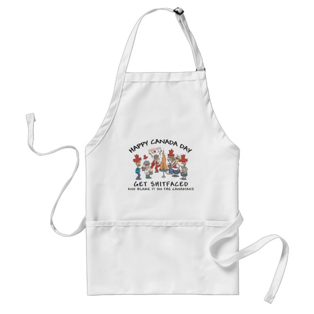Very Funny Happy Canada Day Adult Apron (Front)