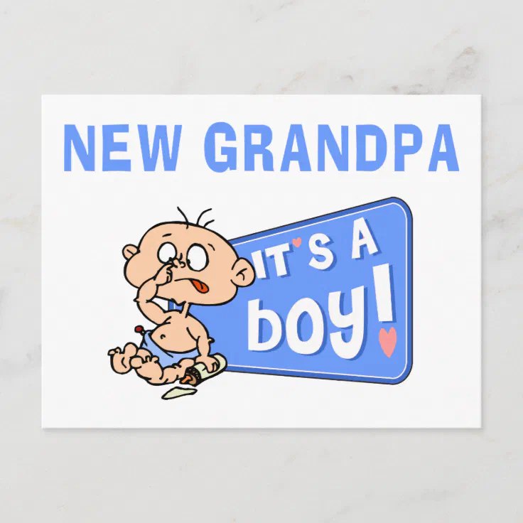 Very Funny It's A Boy New Grandpa Gift Announcement Postcard | Zazzle