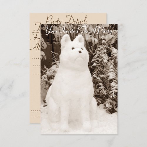 very funny snow akita snowman for christmas invitation