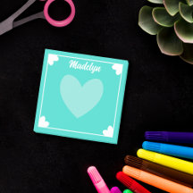Very Girly Bright Turquoise White Hearts Your Name