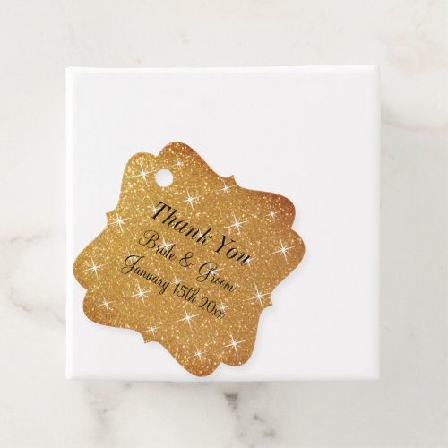 Very glamorous sparkly glittery wedding party favor tags