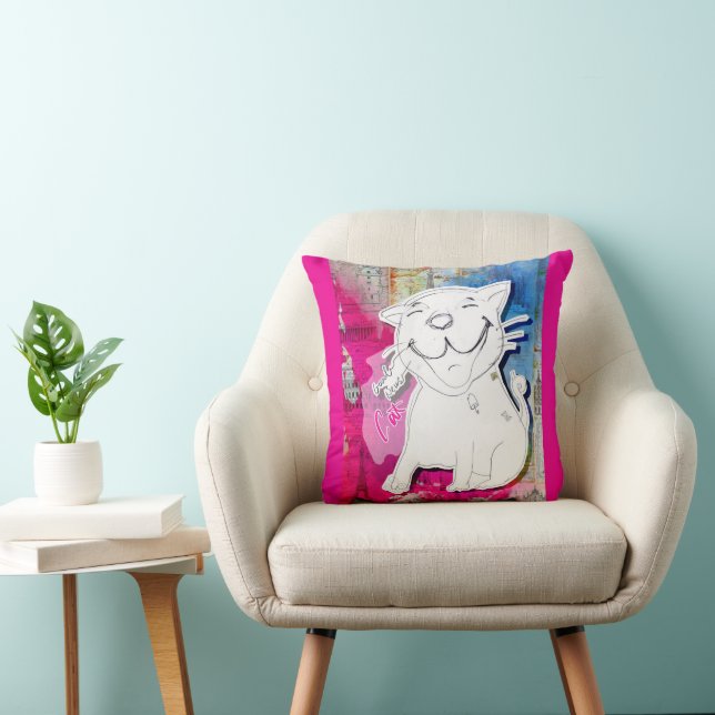 Very Good News Cat Throw Pillow (Chair)