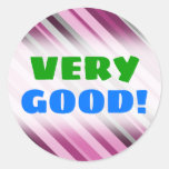 [ Thumbnail: "Very Good!" + Pink/Purple/Grey Stripes Sticker ]