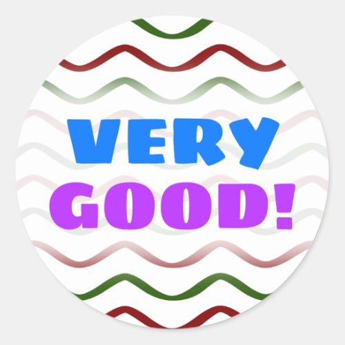 VERY GOOD  Red  Green Wavy Lines Pattern Classic Round Sticker