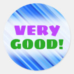 [ Thumbnail: "Very Good!" + Stripes of Blue Pattern Sticker ]