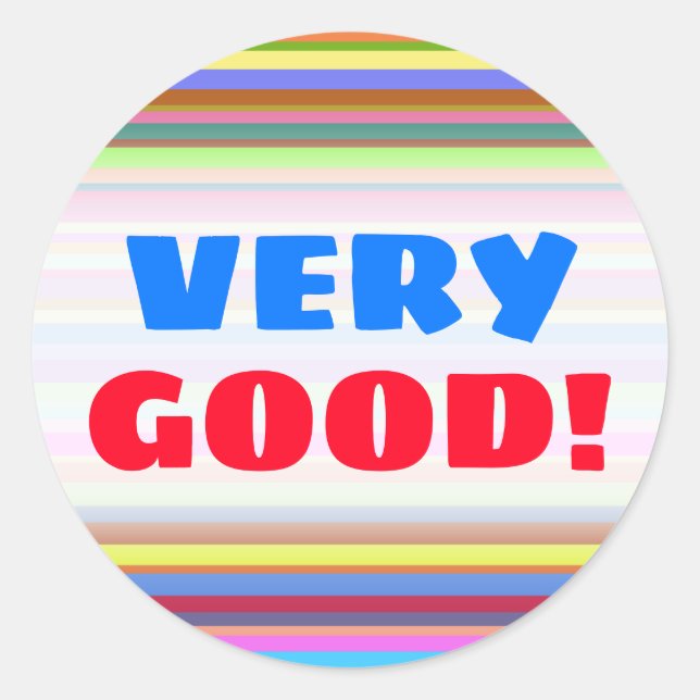 "VERY GOOD!" + Stripes of Various Colors Sticker (Front)