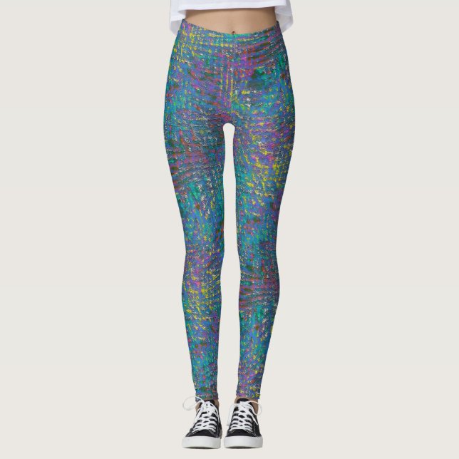Very grainy, faded color rough texture leggings (Front)