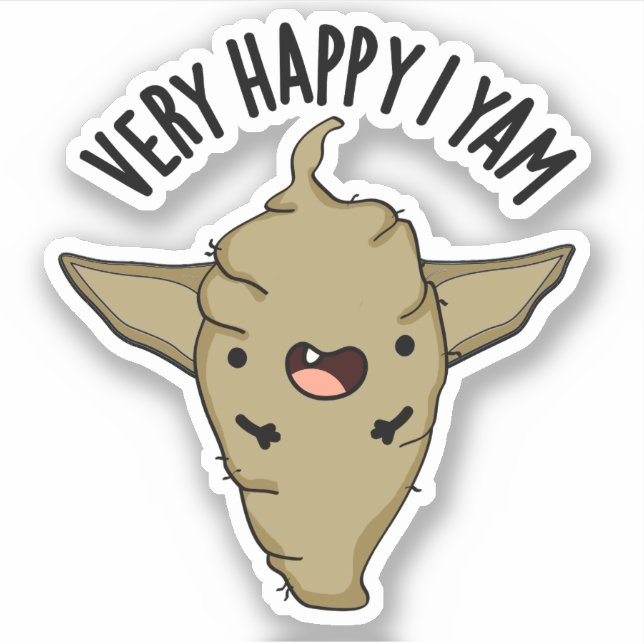 Very Happy I Yam Funny Veggie Pun  Sticker (Front)