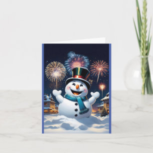 very happy snowman on New Year's Day Thank You Card